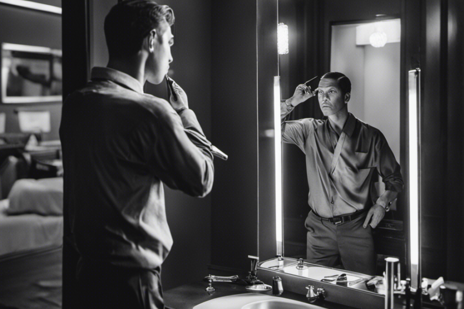 An image showcasing a person standing in front of a mirror, contemplating their reflection