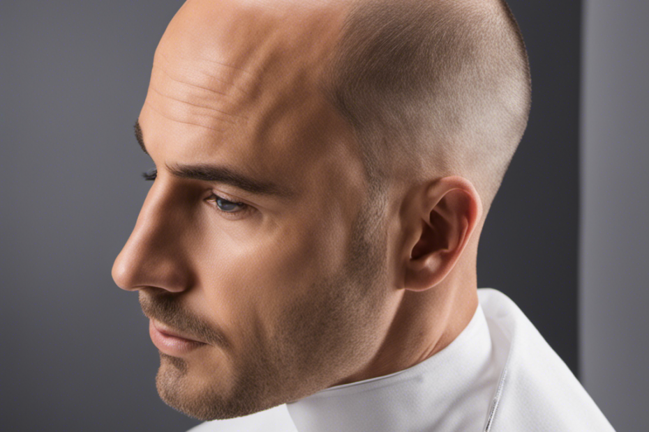 An image that showcases the transformation of a balding head into a smooth shave