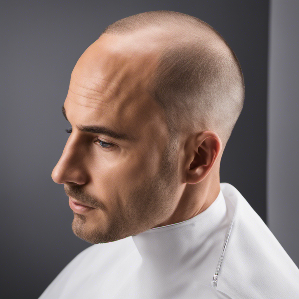 An image that showcases the transformation of a balding head into a smooth shave