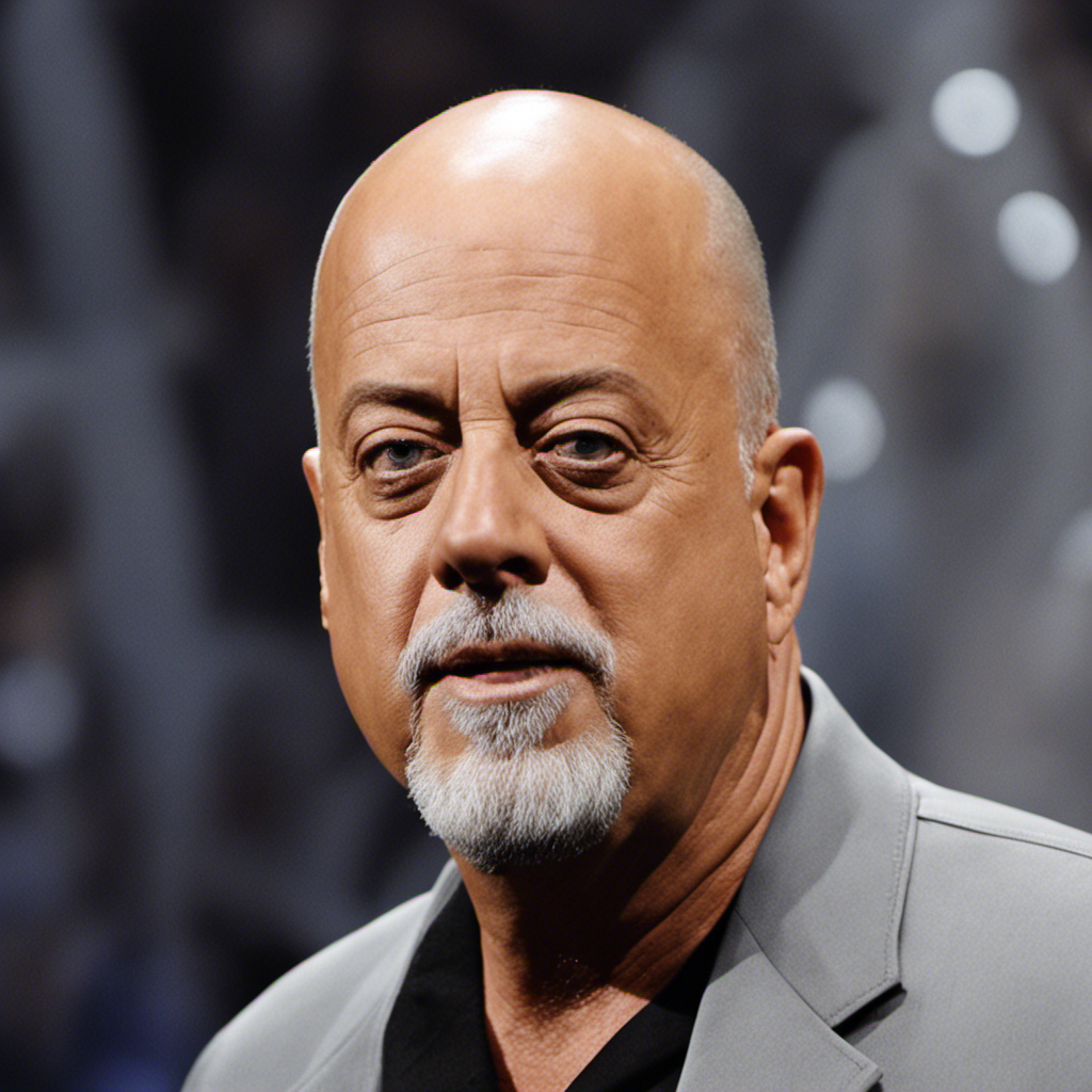 Create an image showcasing Billy Joel's transformation, depicting a close-up of the artist's smooth, freshly shaved head