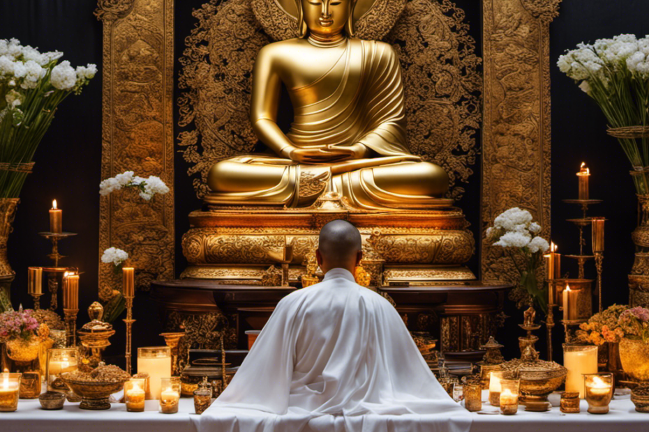An evocative image capturing the solemnity of a Buddhist funeral