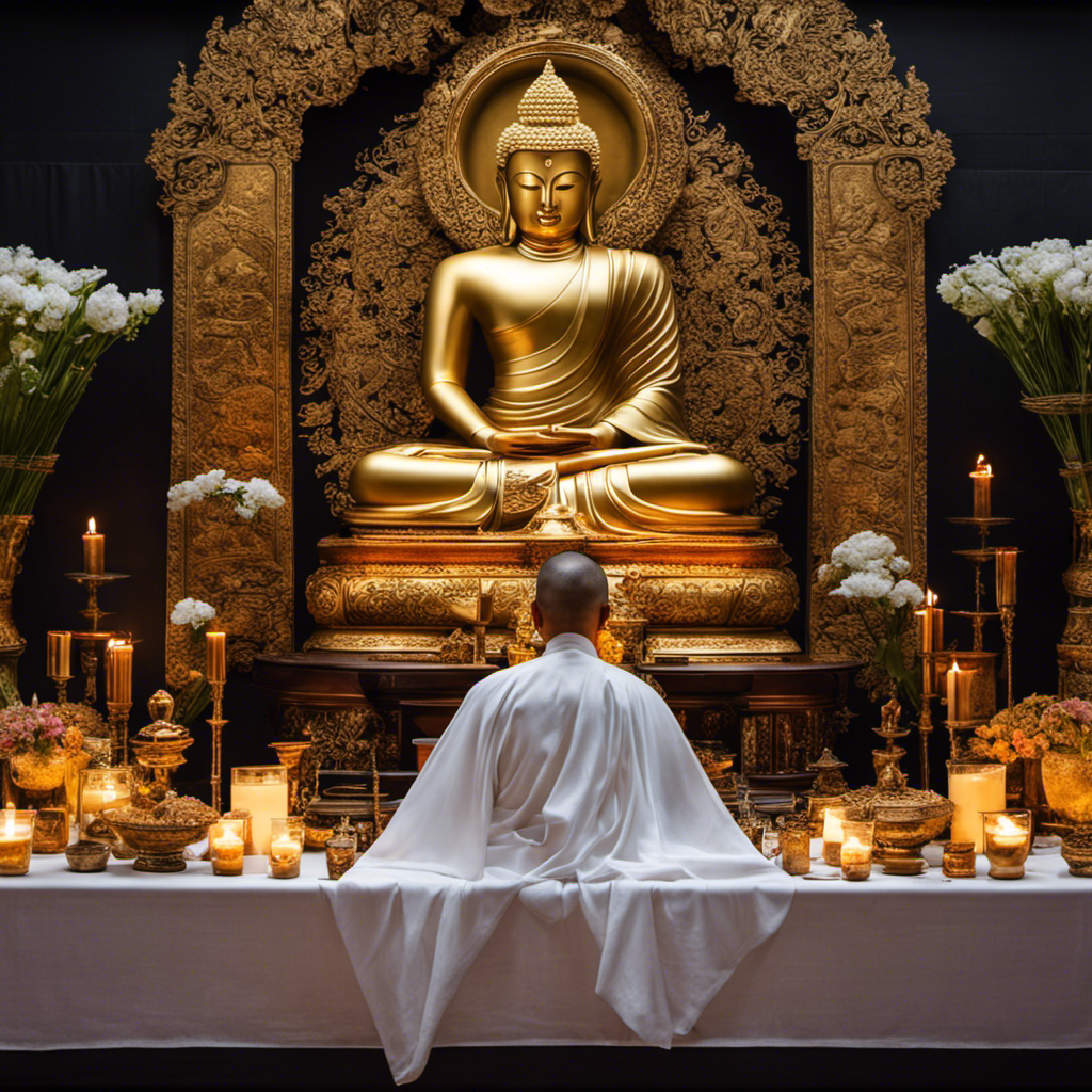 An evocative image capturing the solemnity of a Buddhist funeral