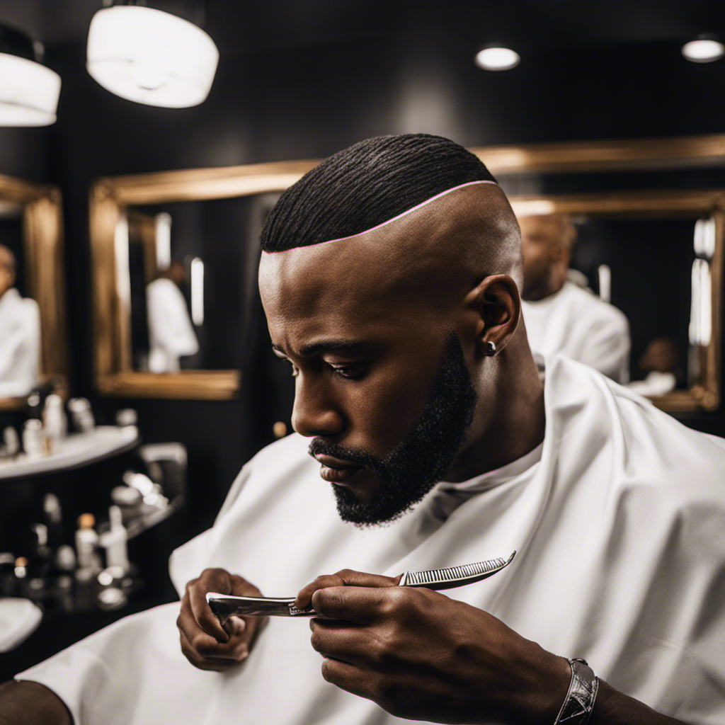 An image capturing the art of head shaving for black men with a double-edged razor