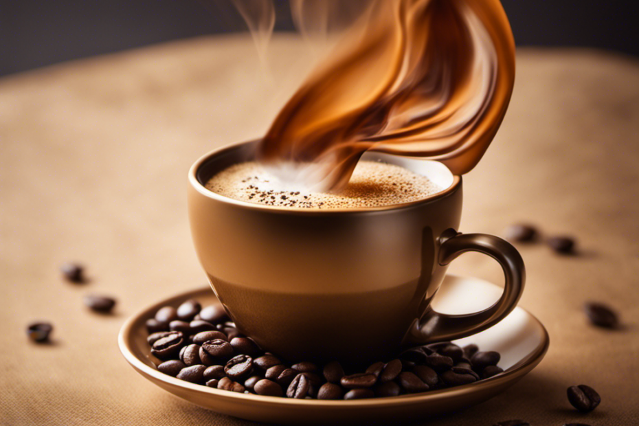 An image showcasing a cup of steaming hot coffee, enveloped by a tantalizing aroma