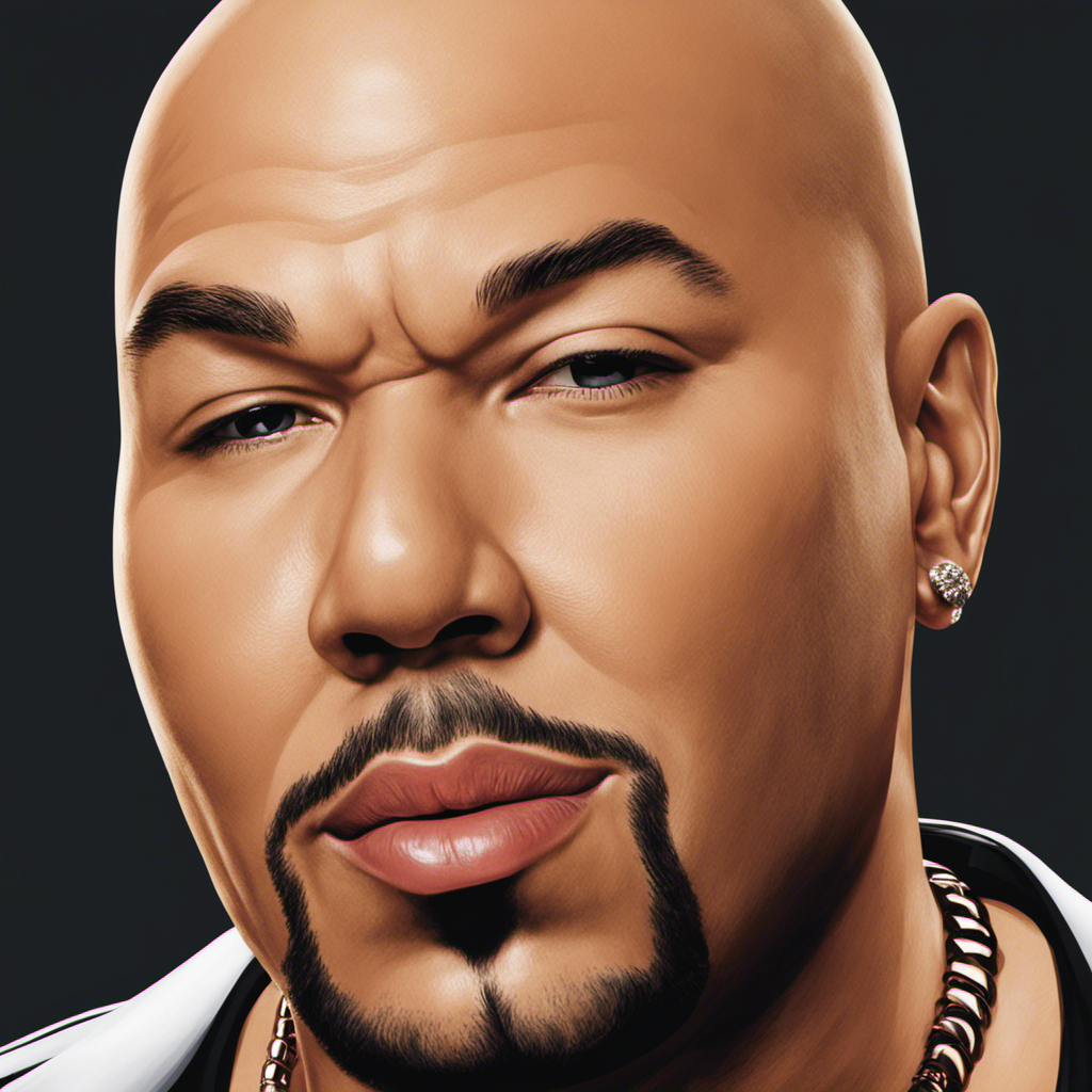 An image that depicts Fat Joe's meticulously smooth shaved head, showcasing his brilliantly gleaming scalp, with every remaining hair perfectly aligned and not a single trace of stubble in sight