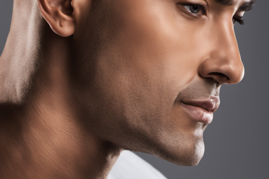 An image showcasing a close-up of a clean-shaven head with a Gillette Fusion 5 razor