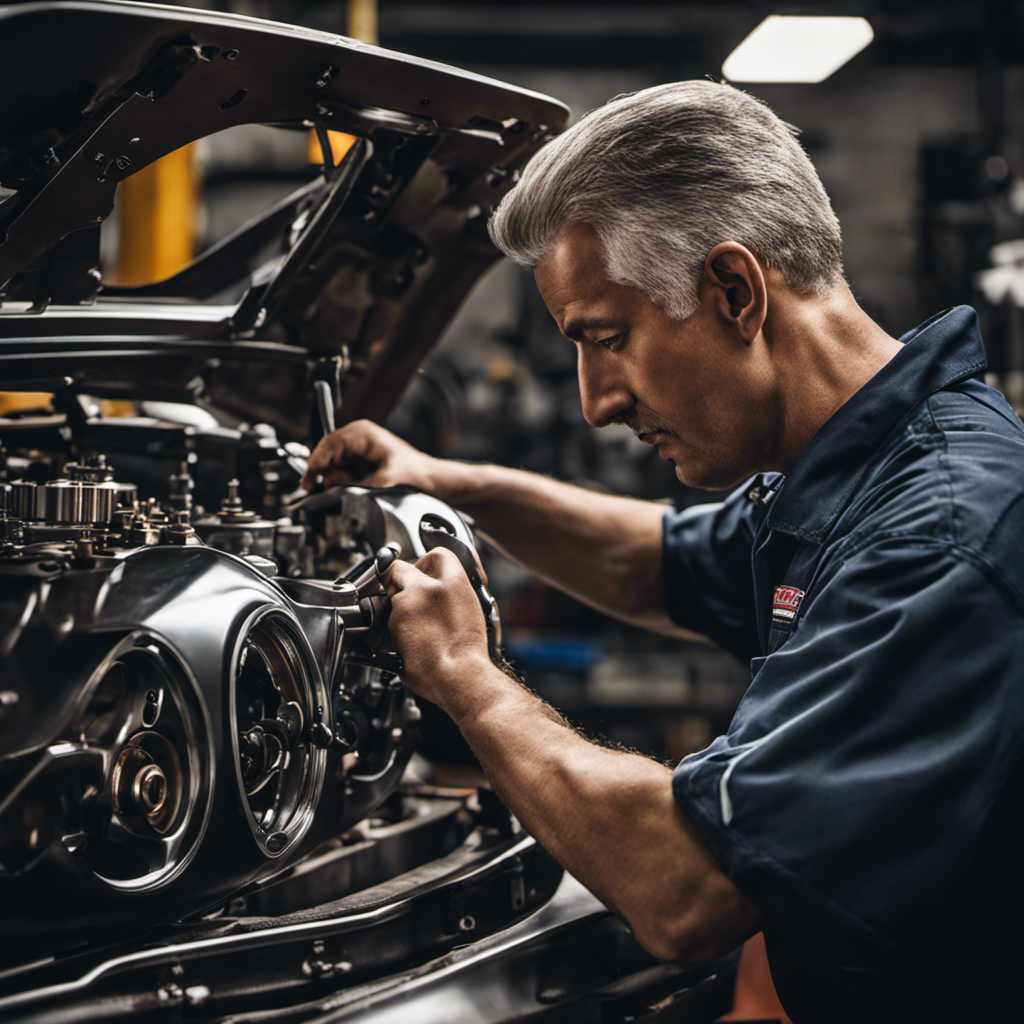 An image showcasing a skilled mechanic delicately operating a precision machine, shaving the cylinder head of a Miata