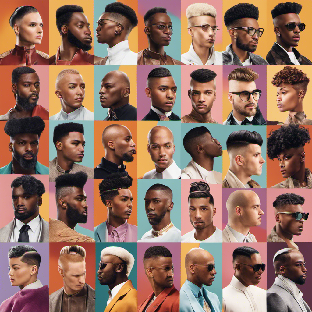 An image showcasing a diverse group of individuals, each confidently sporting various hairstyles, with one person clean-shaven, emphasizing the versatility of head-shaving