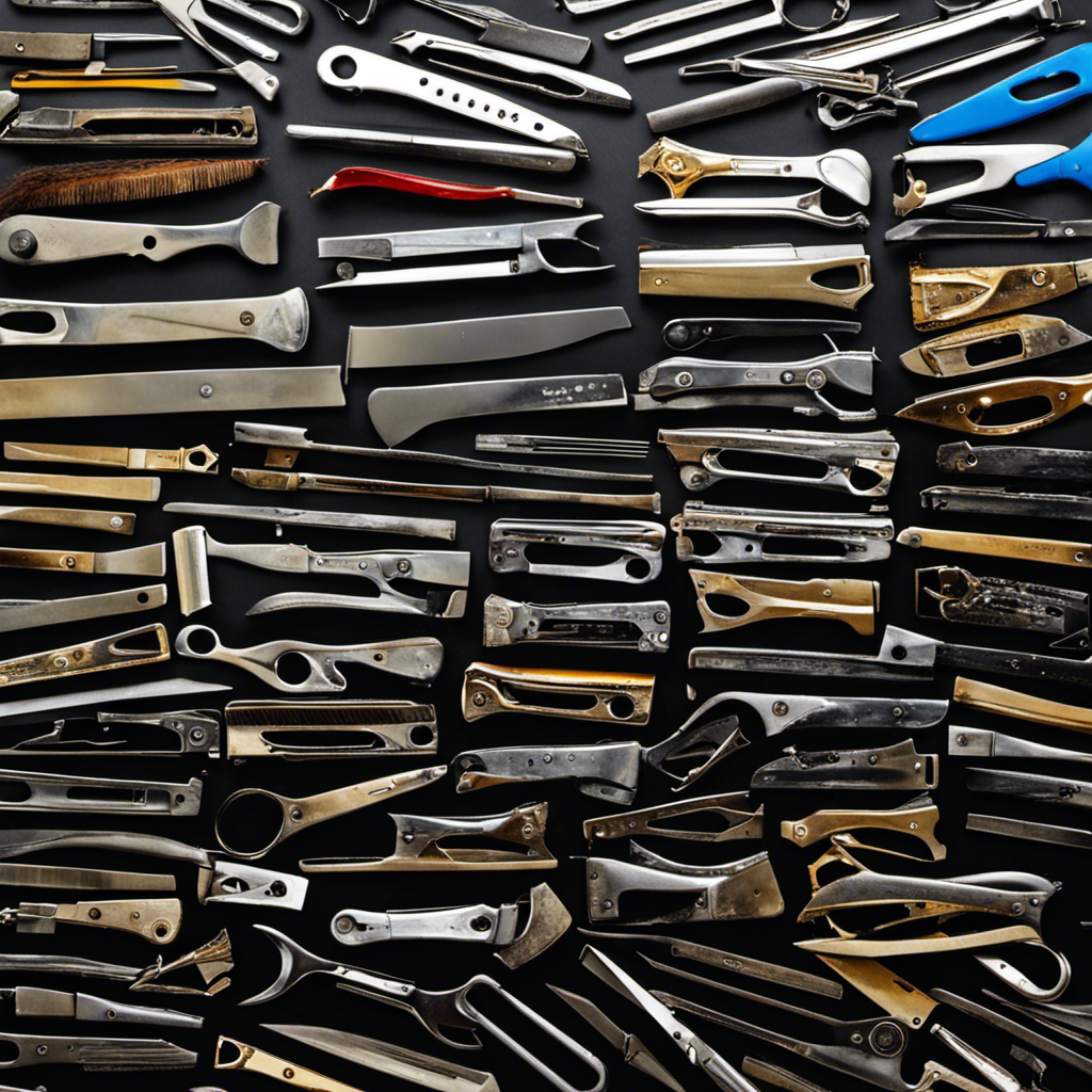 An abstract image showcasing a collection of discarded razors, each with varying degrees of wear and tear, symbolizing the frequency of razor changes when shaving one's head
