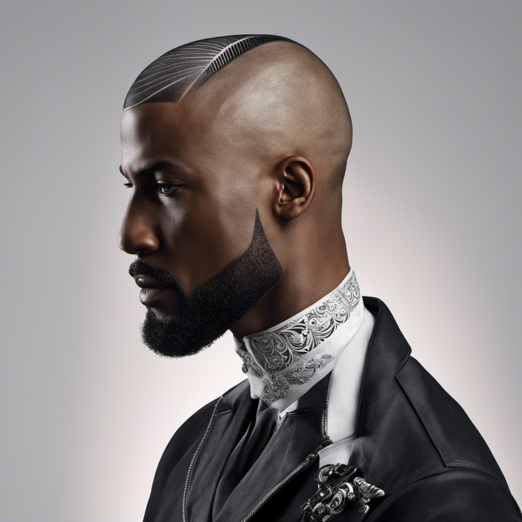 An image showcasing a sleek razor gliding across a freshly shaved head, capturing the intricate patterns of hair growth regrowth