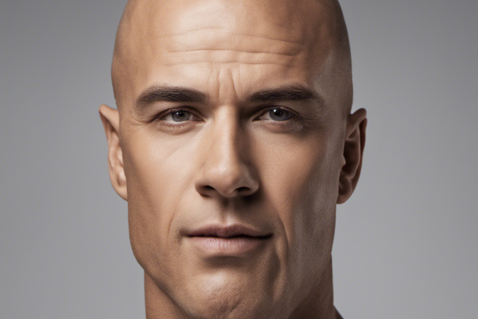 An image showcasing a close-up of a bald head with perfectly smooth skin