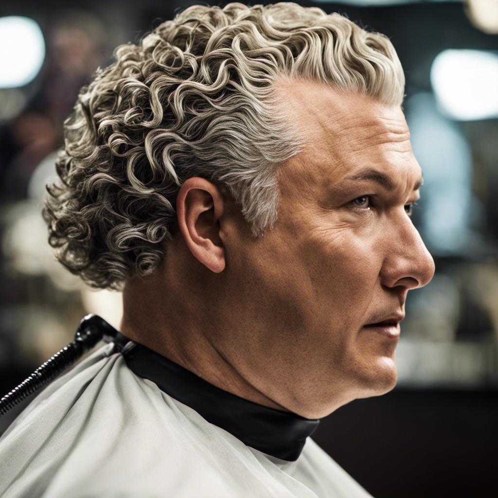 An image showcasing Conleth Hill's transformation after Comic Con 2017: a close-up of Hill's iconic curly hair left behind on a barber's chair, shorn to reveal his newly shaved head, capturing the anticipation and curiosity surrounding his bold change