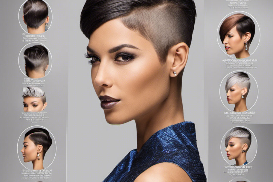 An image showcasing a step-by-step guide to achieving a shave head pixie cut