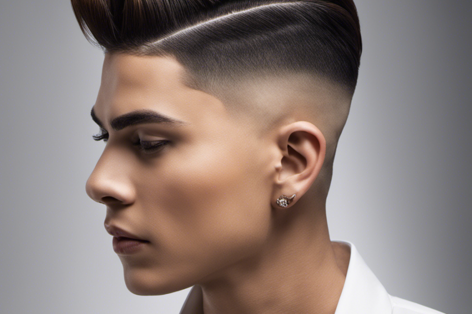 An image that showcases a person with sleek, shaved sides of their head, contrasting with longer, styled hair on top