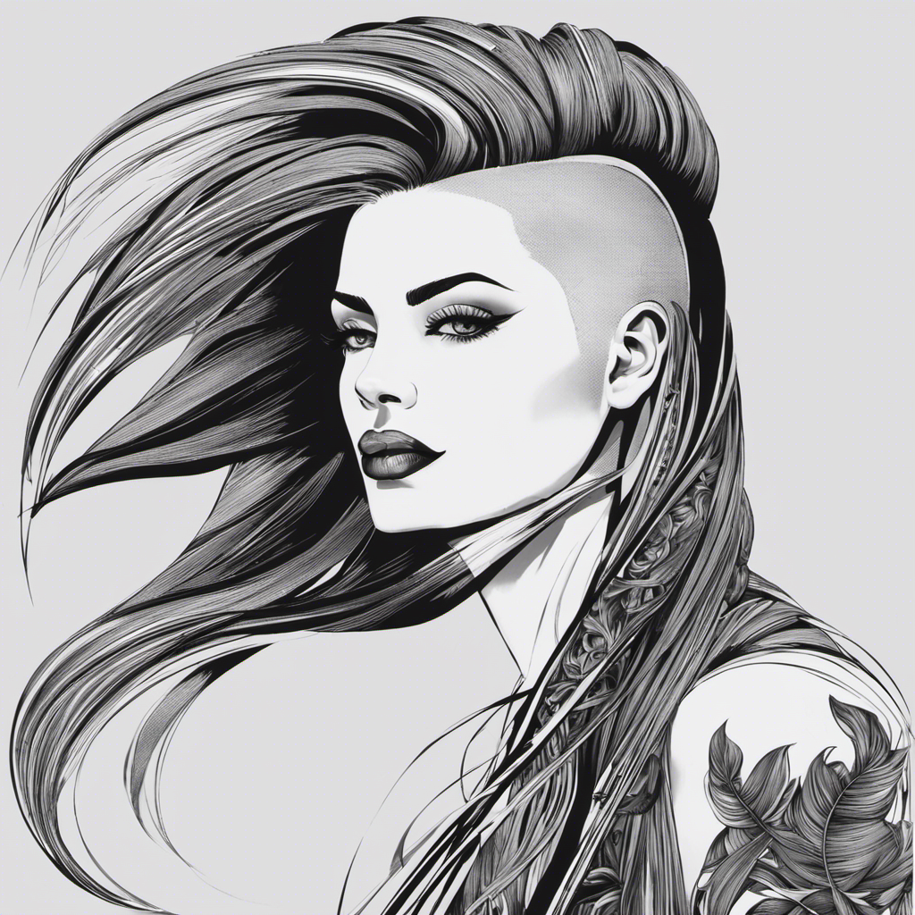 An image that showcases a woman with long, flowing hair, her head partially shaved on one side