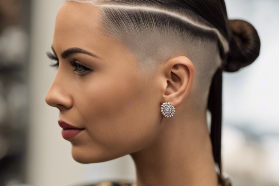 An image capturing a close-up view of a girl with a shaved back head