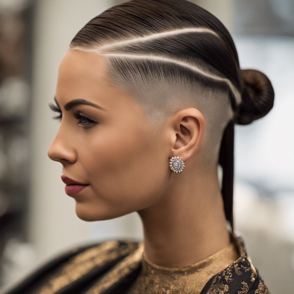 An image capturing a close-up view of a girl with a shaved back head
