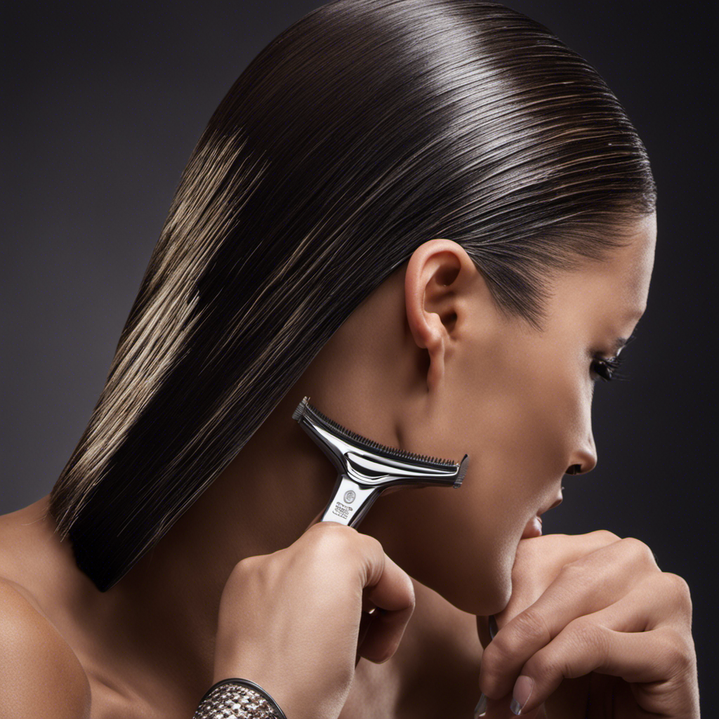 An image showcasing a close-up view of a razor gliding smoothly across a glistening scalp, capturing the precise moment when hair is being effortlessly removed, illustrating a step-by-step guide on how to shave your head