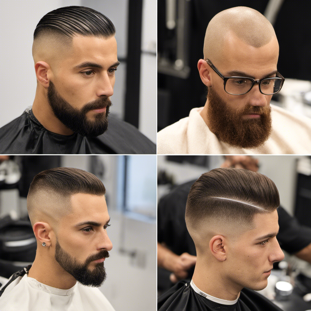 An image capturing the step-by-step process of shaving a crew cut, showcasing a person with a clean-shaven head