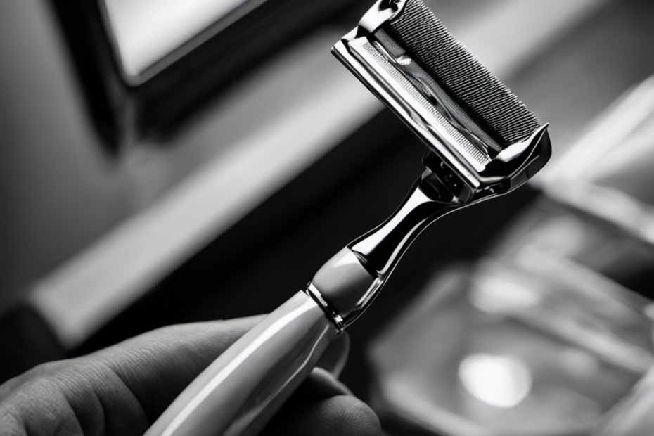 An image showcasing a close-up view of a hand holding a razor, gliding smoothly over a clean-shaven head