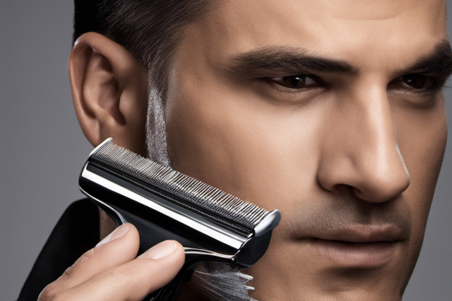 An image showcasing a close-up of a hand wielding an electric razor, gliding effortlessly over a perfectly smooth scalp