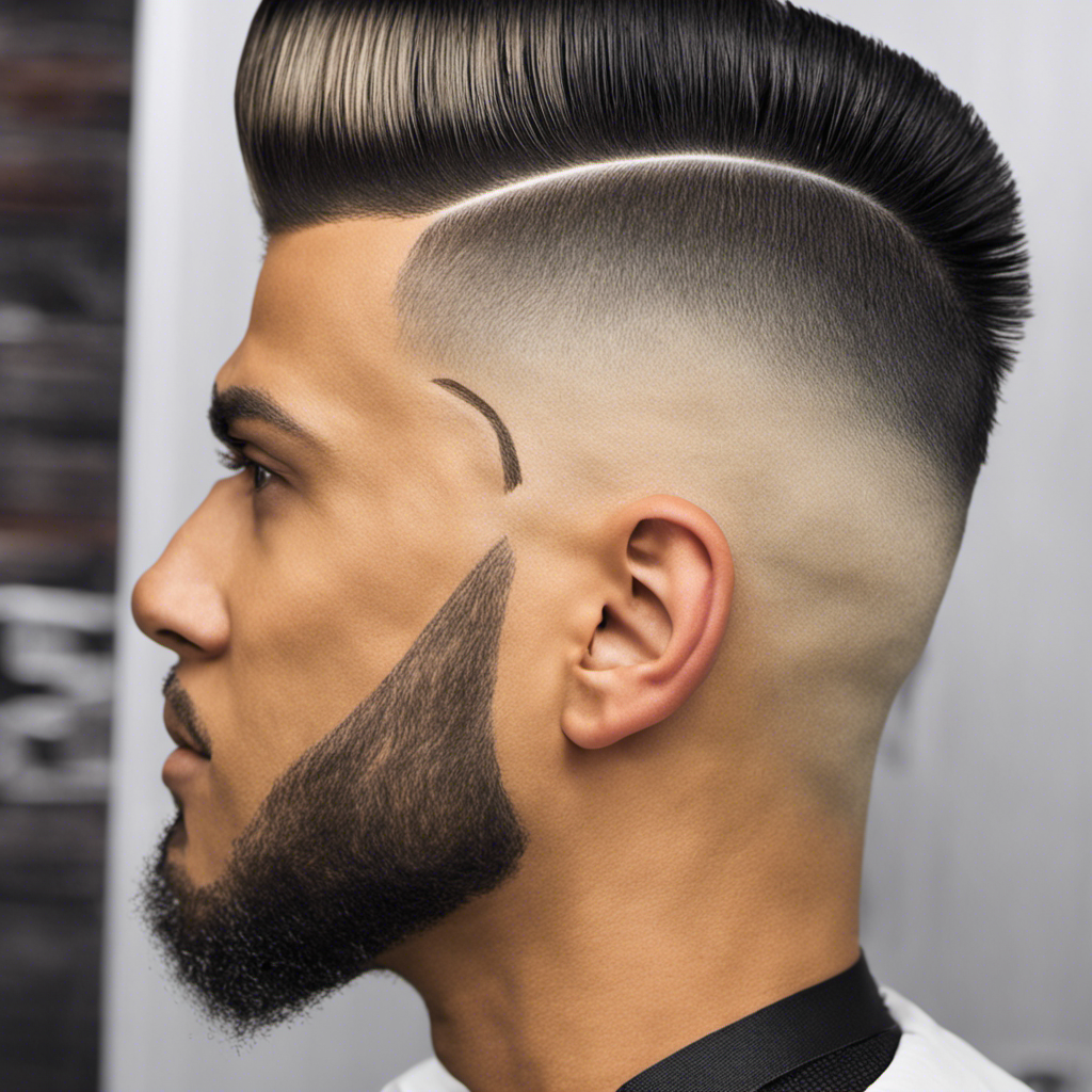 -up image showcasing a pair of electric clippers gliding smoothly along the sides of a person's head, leaving a perfectly shaved strip in the middle, forming a bold and stylish Mohawk hairstyle