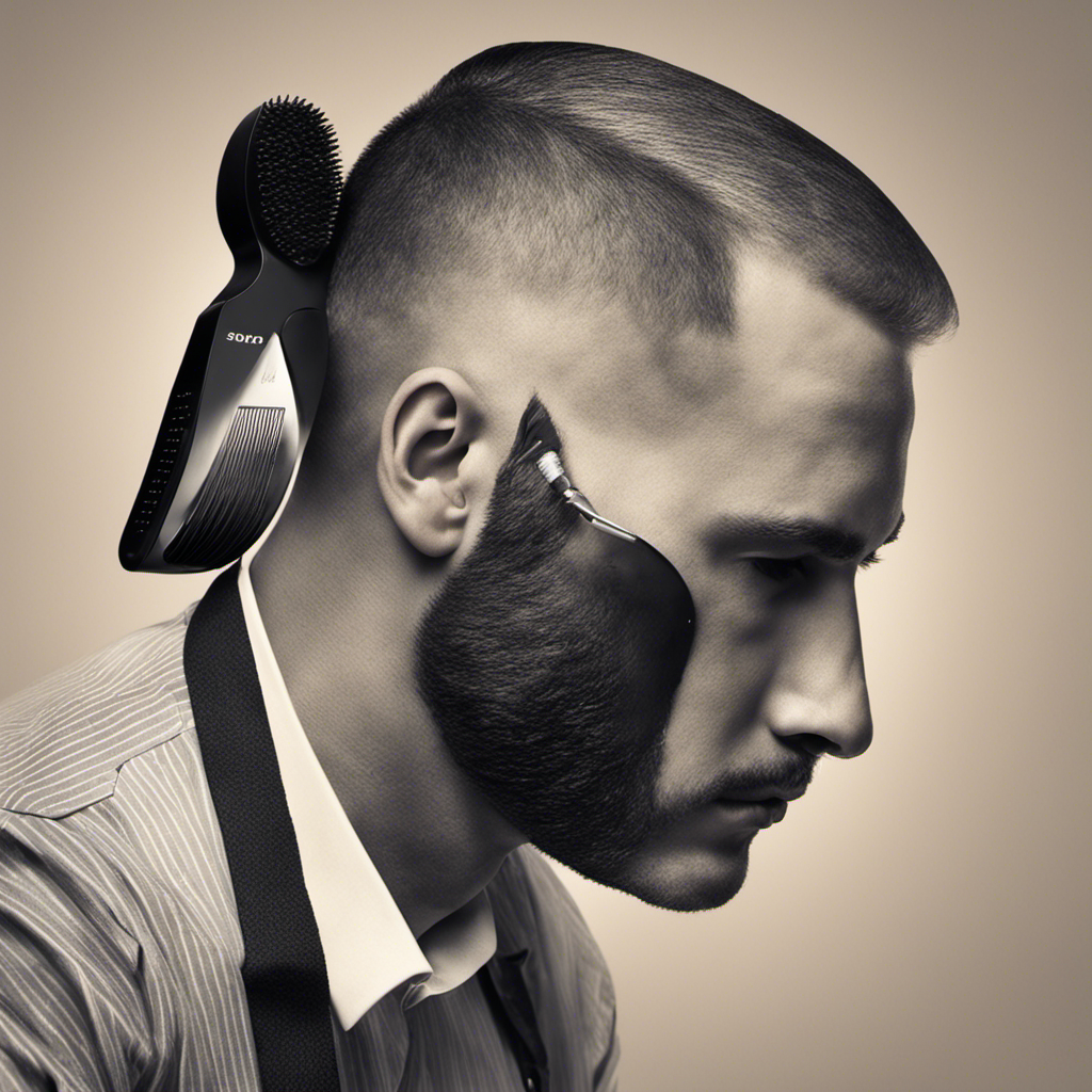 An image showcasing a person with a mole on their head, confidently shaving their hair with a razor
