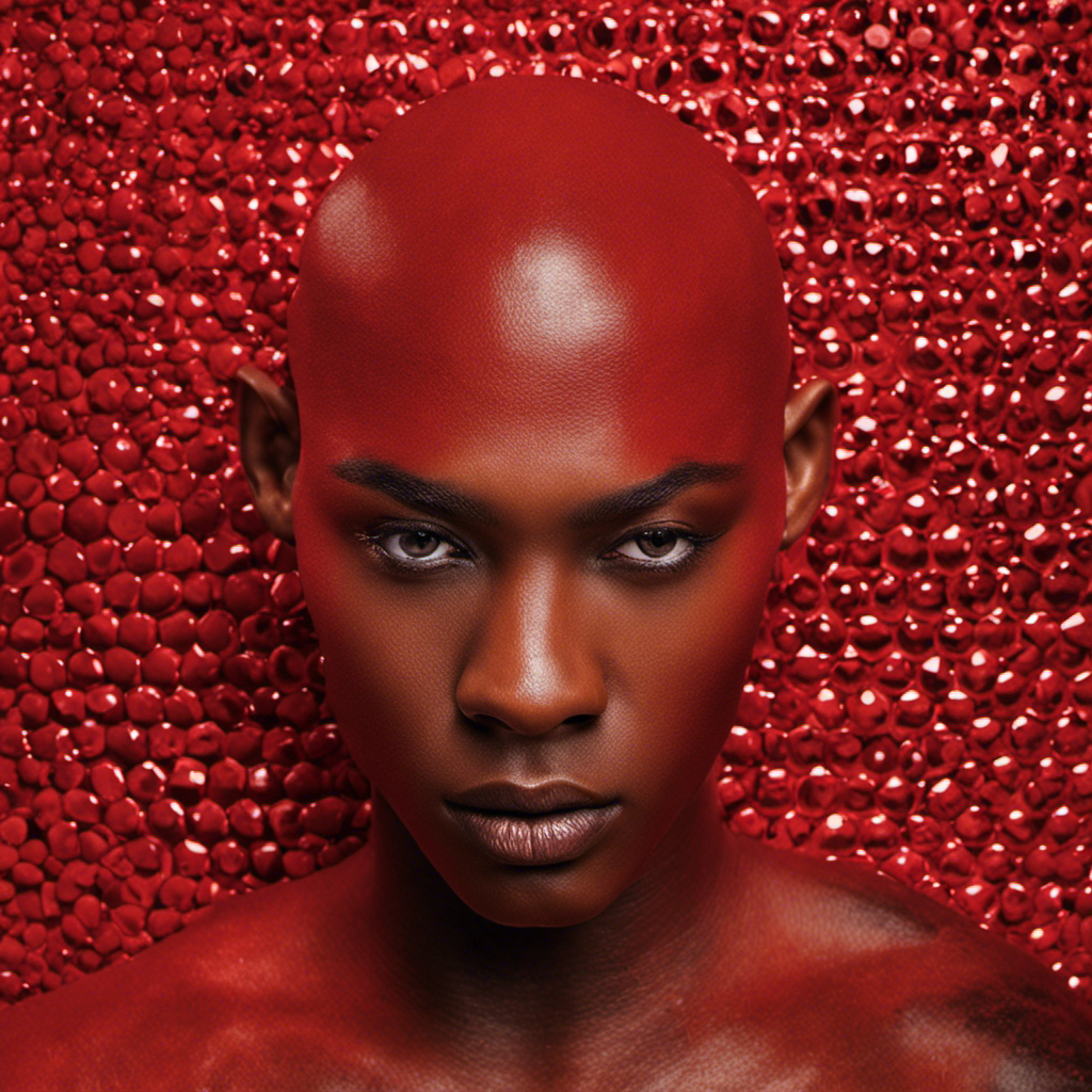 An image capturing the close-up view of a freshly shaven head covered in angry, fiery red bumps