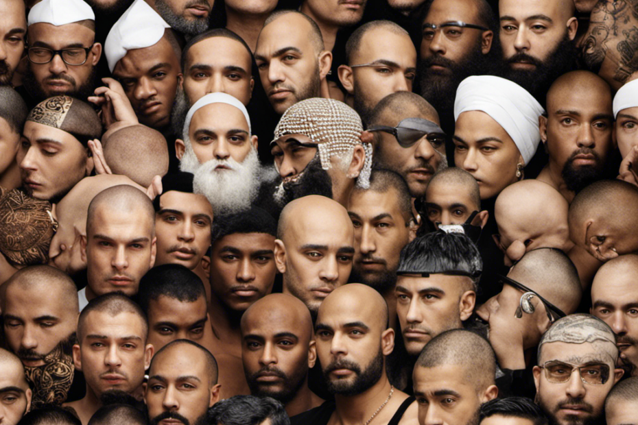 An image that showcases the diverse religious practices of head shaving, featuring individuals with cleanly shaved foreheads adorned with unique symbols, representing various religions from around the world