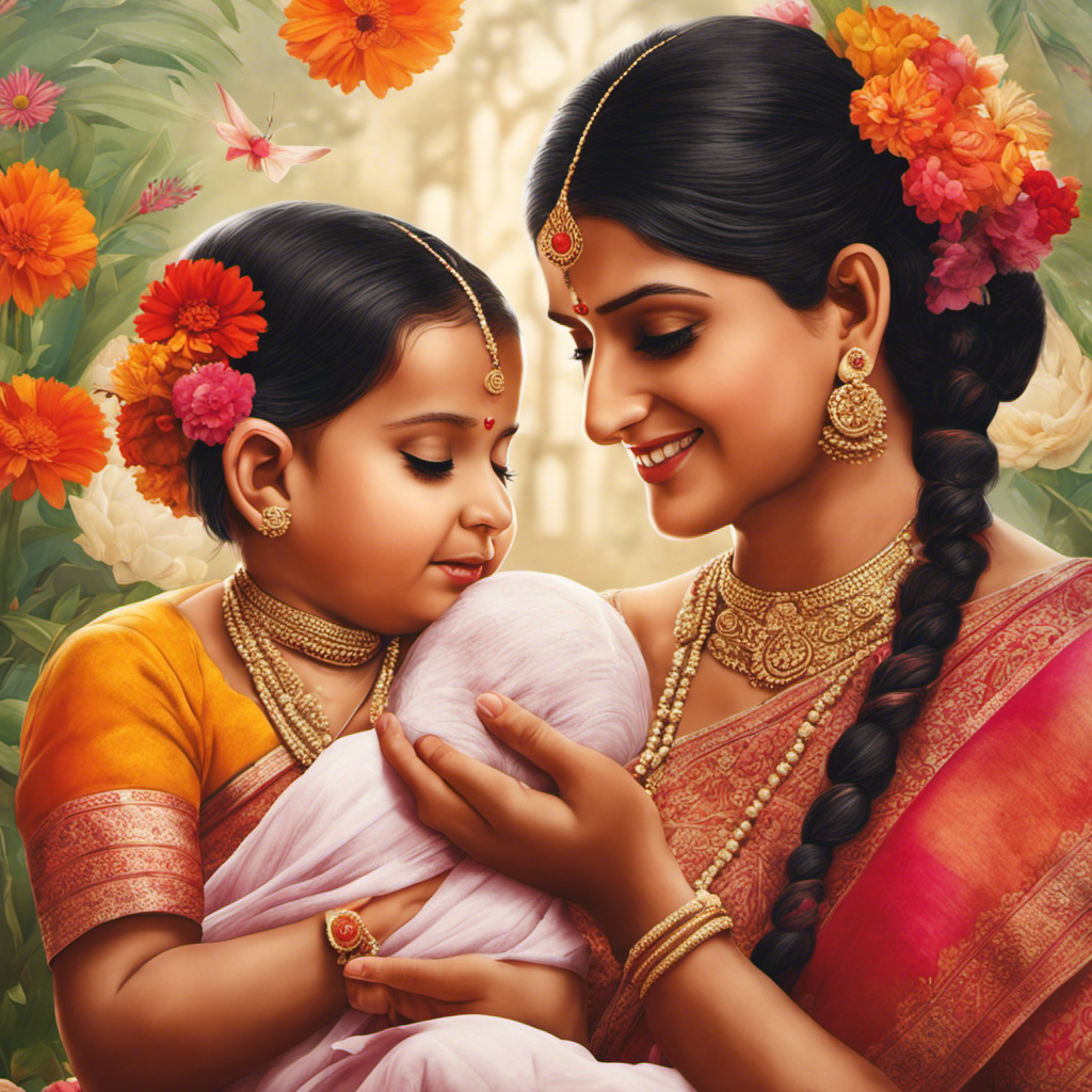 An image depicting a tender moment of a Hindu family, showcasing the traditional baby head shaving ceremony