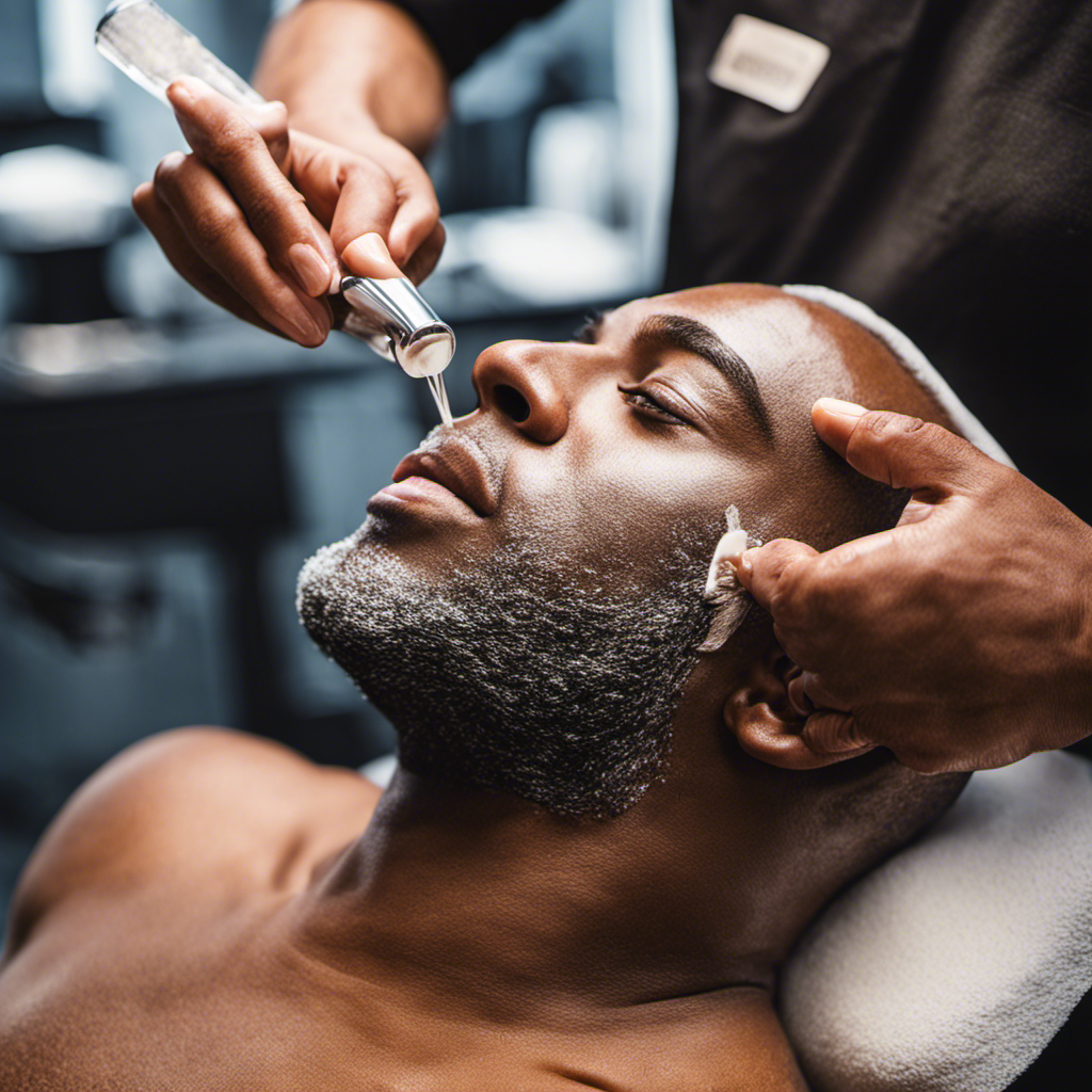 An image showcasing a close-up view of a clean, exfoliated scalp being gently shaved, with a smooth razor gliding effortlessly across the skin