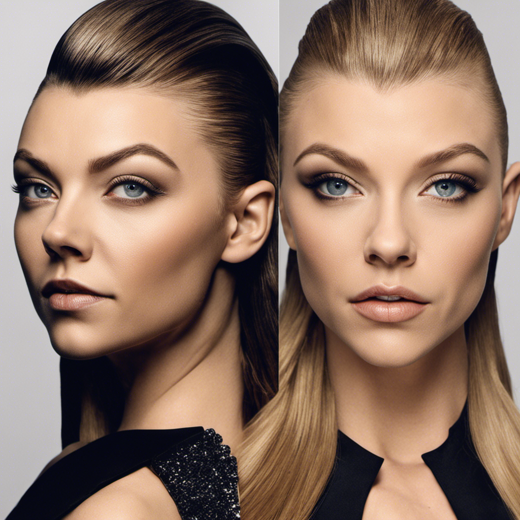 An image that captures Natalie Dormer's transformation: a close-up shot of her shaved head, glistening under soft lights, revealing her fierce gaze and the boldness of her new look