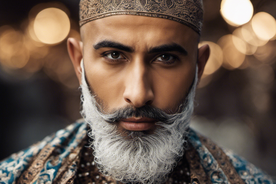 An image showcasing a close-up of a Muslim man with a freshly shaved head