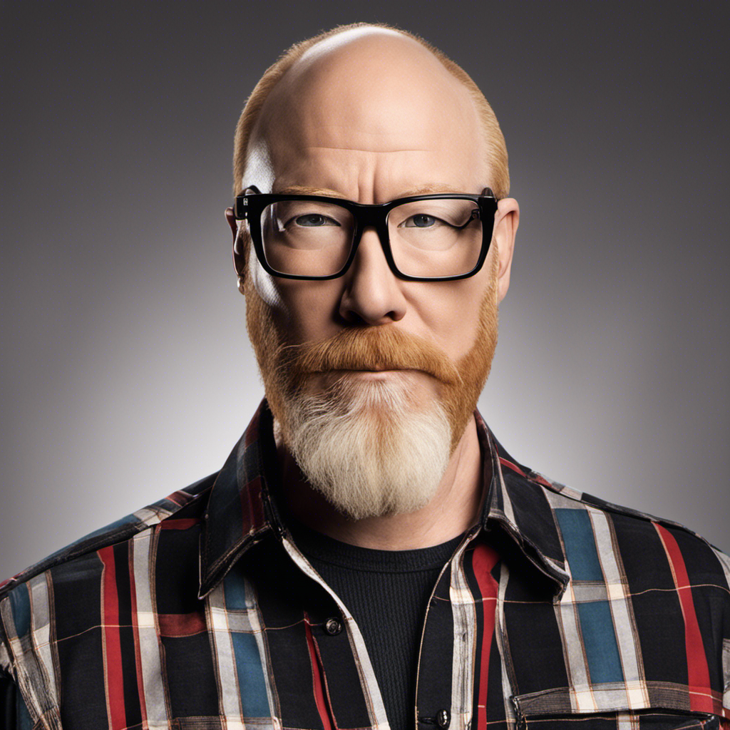 An image of Adam Savage from Mythbusters, with a determined expression on his face, clad in his signature plaid shirt and safety glasses, his bald head glistening under the studio lights