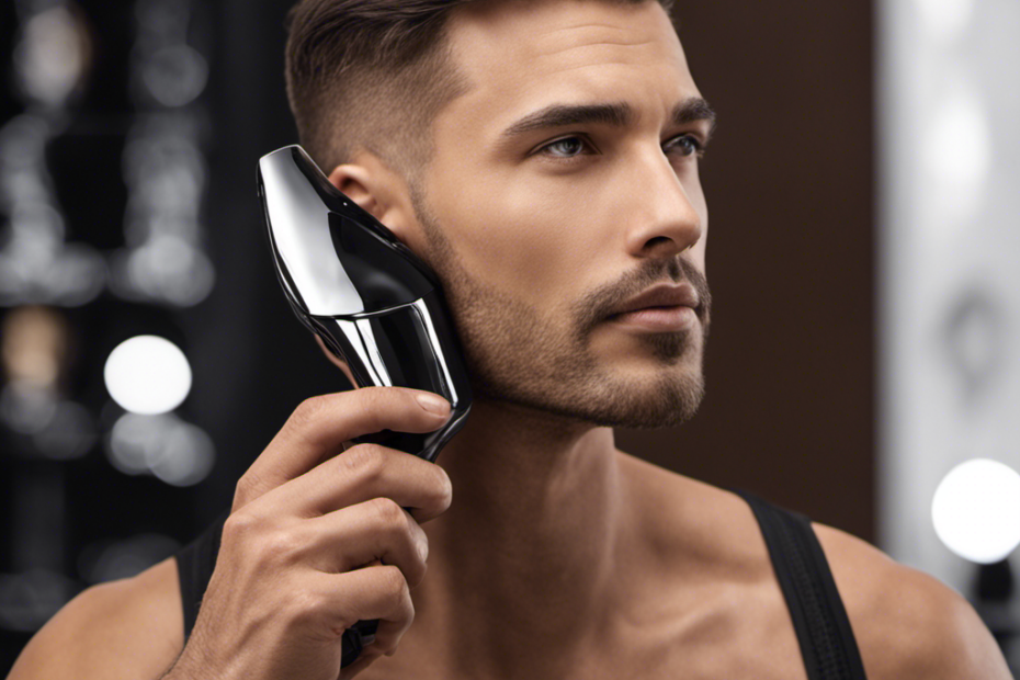 An image of a sleek electric shaver gliding effortlessly over a perfectly smooth bald head, showcasing the precision and comfort it offers
