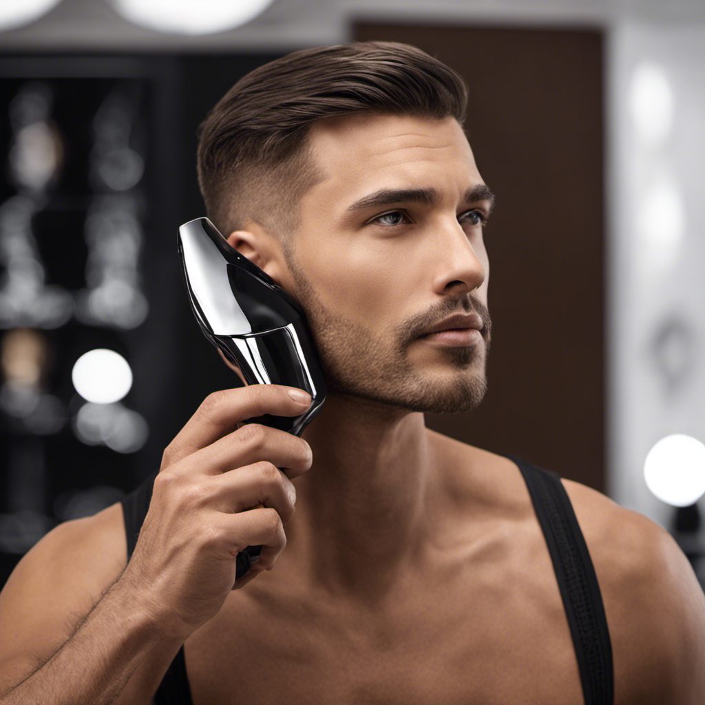 An image of a sleek electric shaver gliding effortlessly over a perfectly smooth bald head, showcasing the precision and comfort it offers