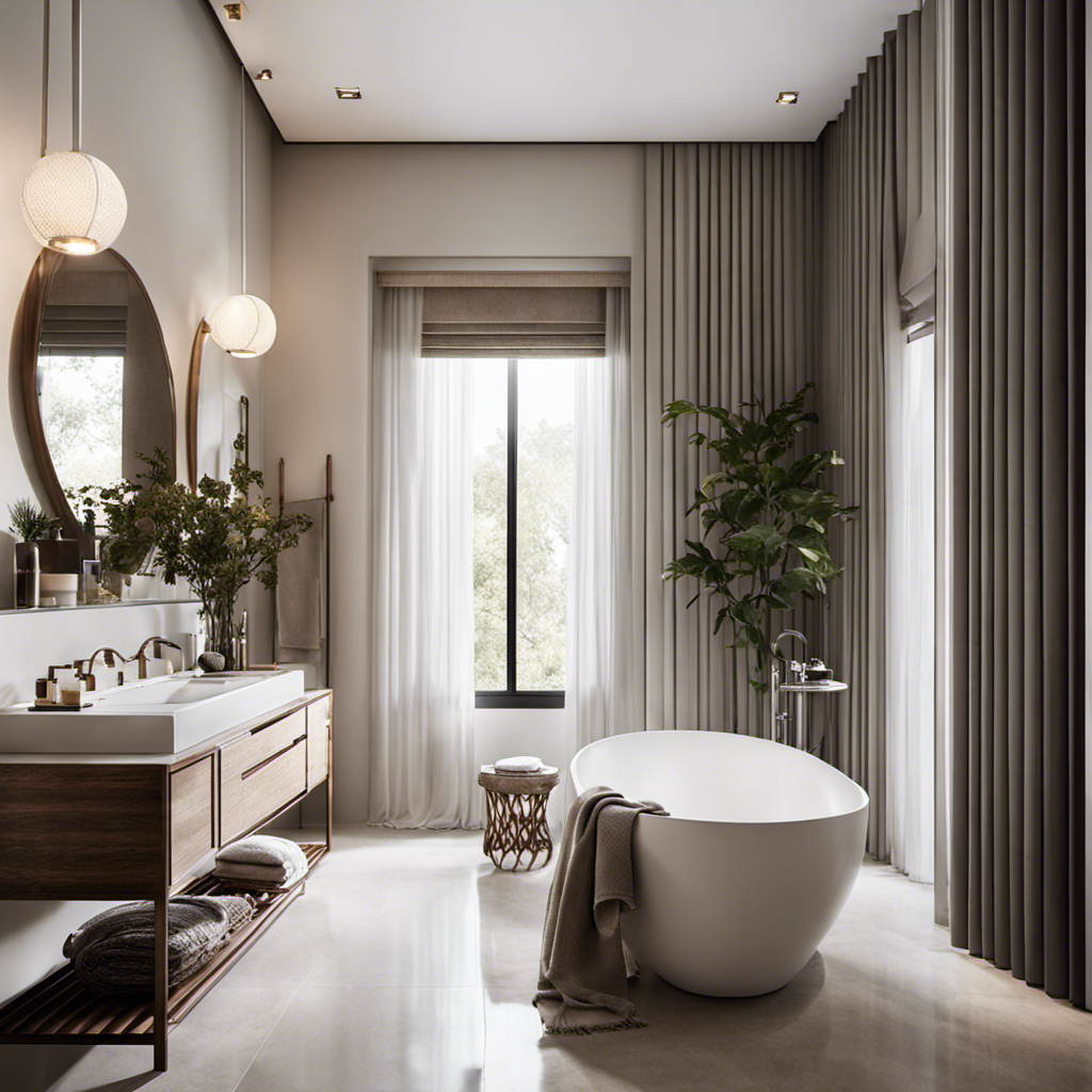 An image showcasing a serene bathroom with soft, natural lighting