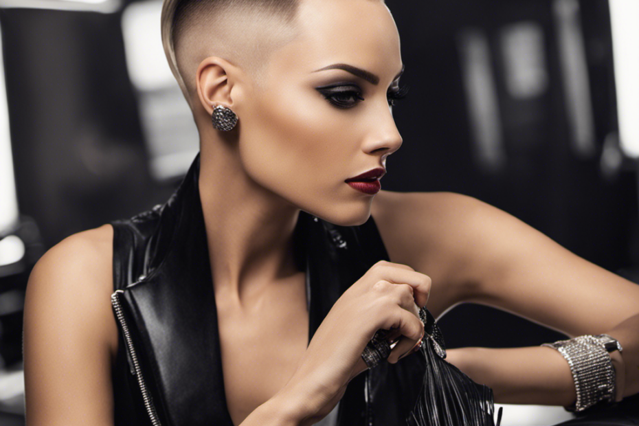 An image that captures the essence of the trendy hairstyle known as "undercut" - a daring and edgy look where one side of the head is shaved close to the scalp, while the remaining hair on top is left longer and styled