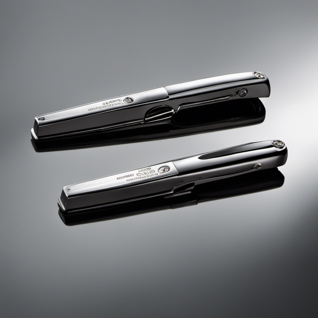 An image displaying a close-up of a solitary, silver pair of clippers, positioned atop a reflective surface