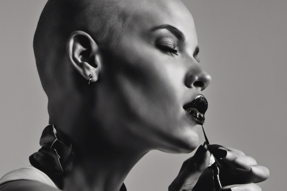 An image capturing the raw emotion of Brittany's iconic head-shaving moment; depict her vulnerable silhouette, bathed in harsh lighting, as her hand grips the razor, poised to defy expectations and embrace self-liberation