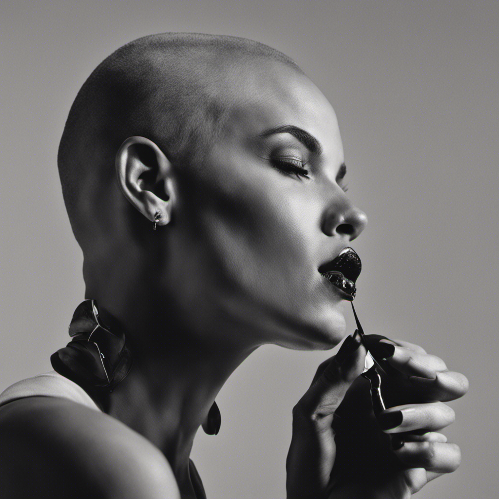An image capturing the raw emotion of Brittany's iconic head-shaving moment; depict her vulnerable silhouette, bathed in harsh lighting, as her hand grips the razor, poised to defy expectations and embrace self-liberation