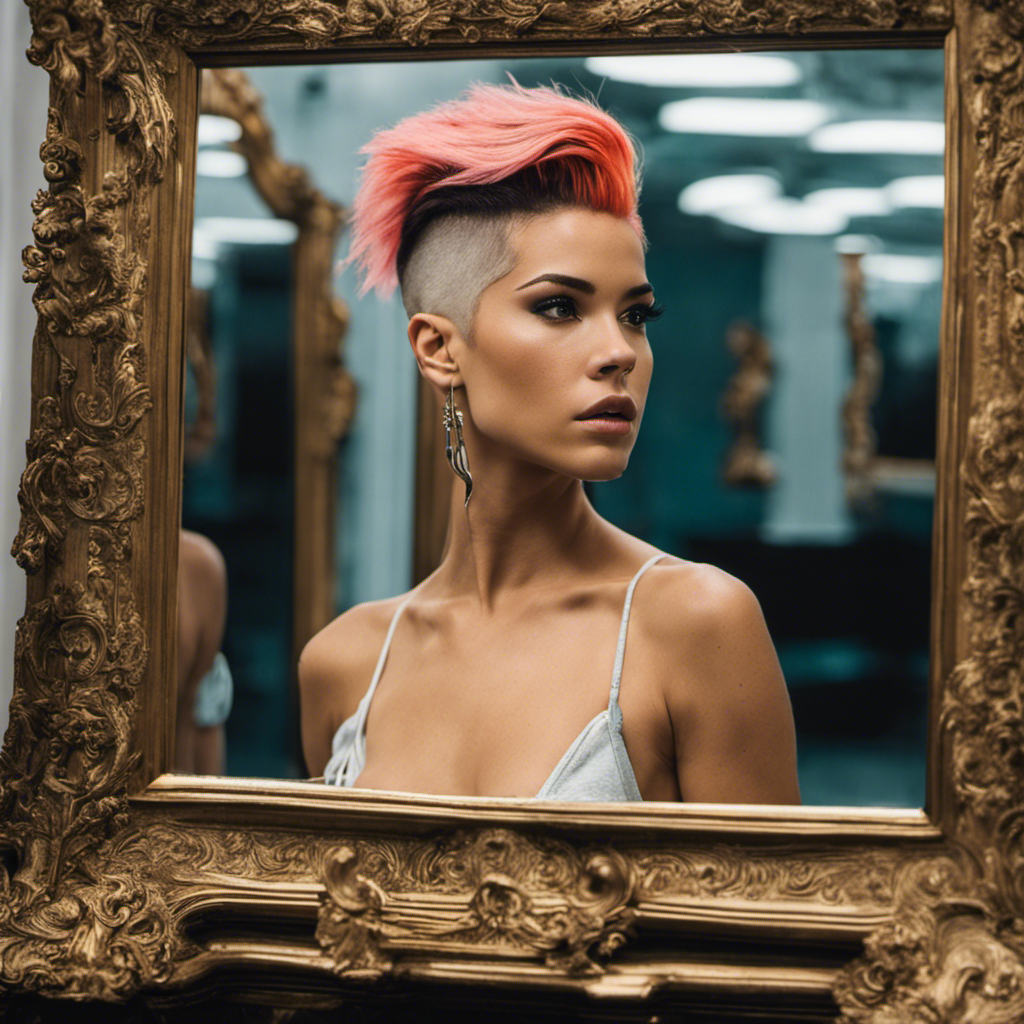 An image capturing the transformative moment when Halsey's locks were shed, revealing her bare scalp