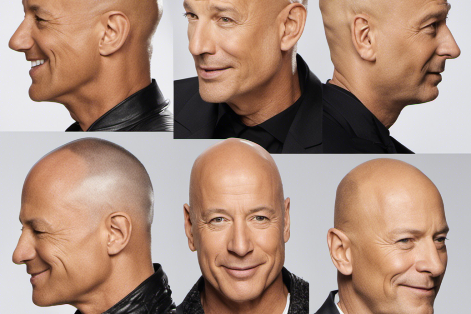 An image capturing Howie Mandel's smooth scalp, revealing a timeline of his hair growth