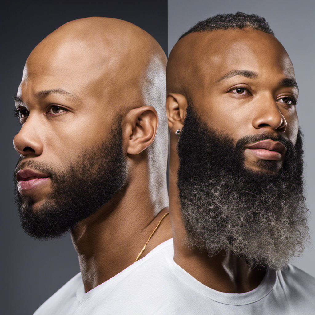An image capturing Jay Lethal's transformation: a side-by-side composition revealing his iconic long curly hair against his current bold, clean-shaven head