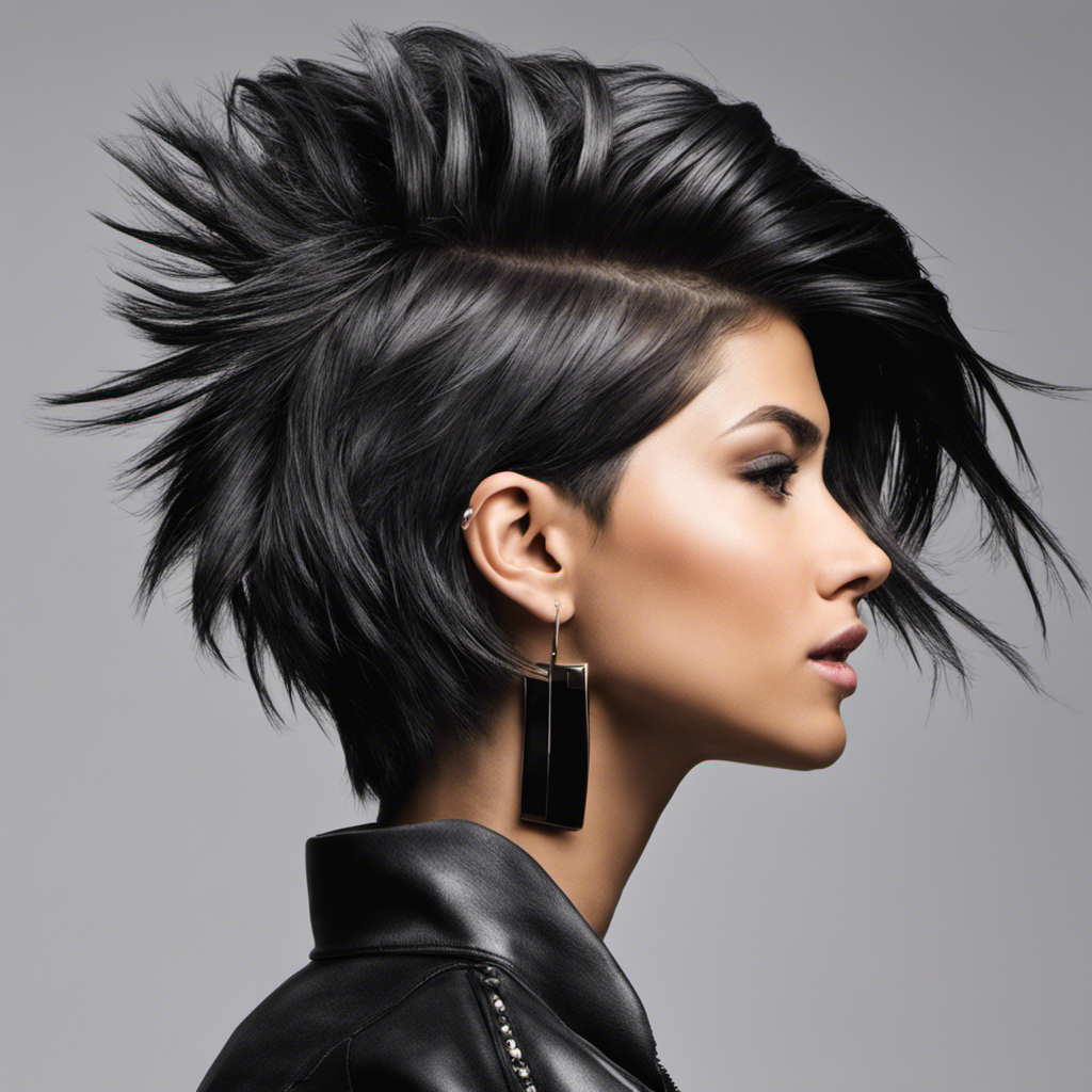 An image capturing a young woman with a daring haircut: her lustrous, cascading hair flowing on one side, while the other reveals a buzzed, edgy undercut
