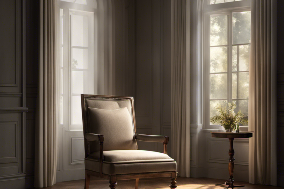 An image of a serene, dimly lit room with a solitary chair placed in the center