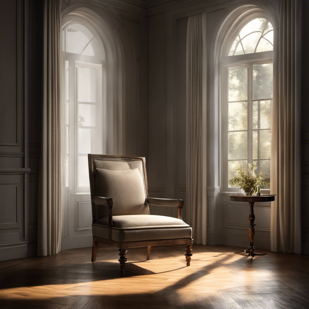 An image of a serene, dimly lit room with a solitary chair placed in the center
