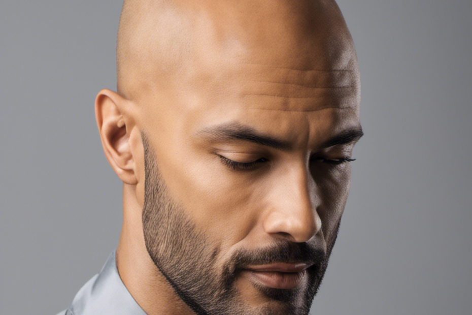 An image showcasing a clean, well-groomed bald head with a subtle receding hairline