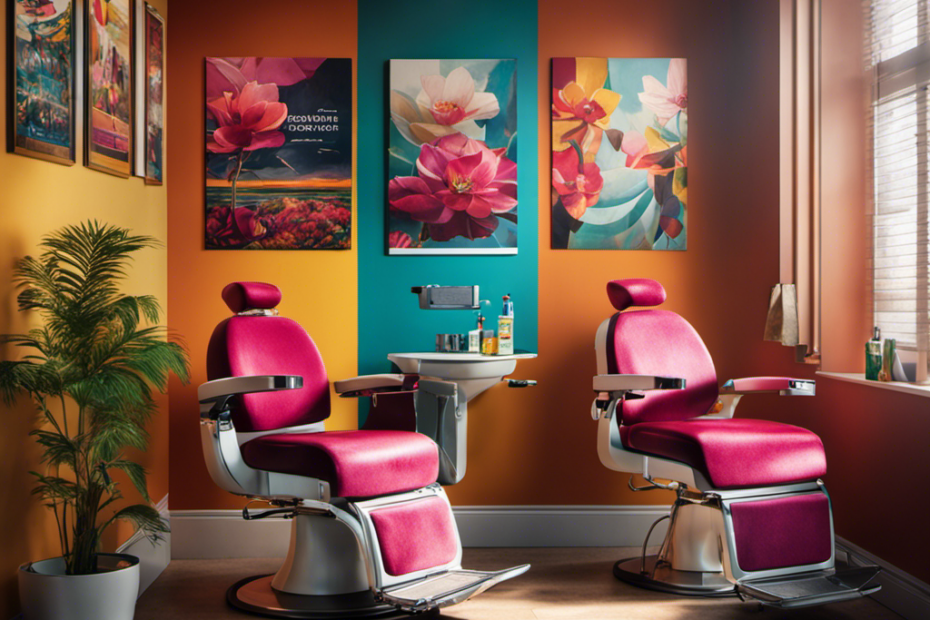An image showcasing a serene and compassionate environment - a brightly lit room with comfortable chairs, adorned with colorful posters and shaving tools neatly arranged on a table - inviting individuals to shave their heads for cancer