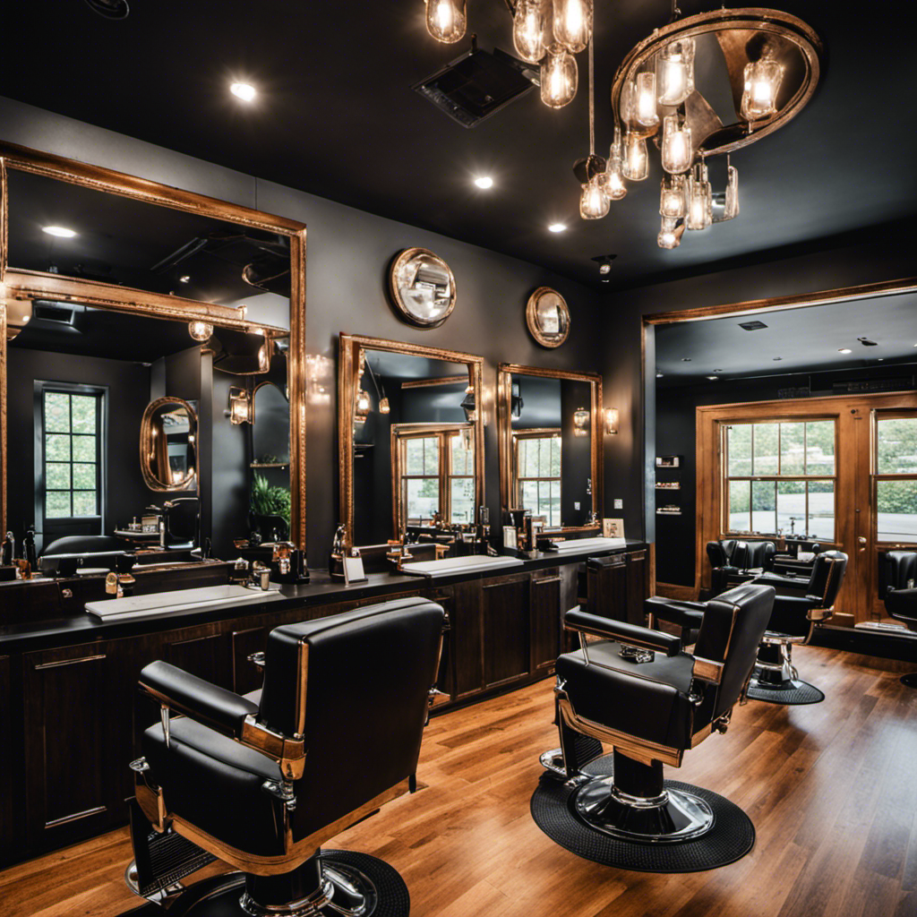 An image showcasing a sleek, modern barbershop in Acton, MA